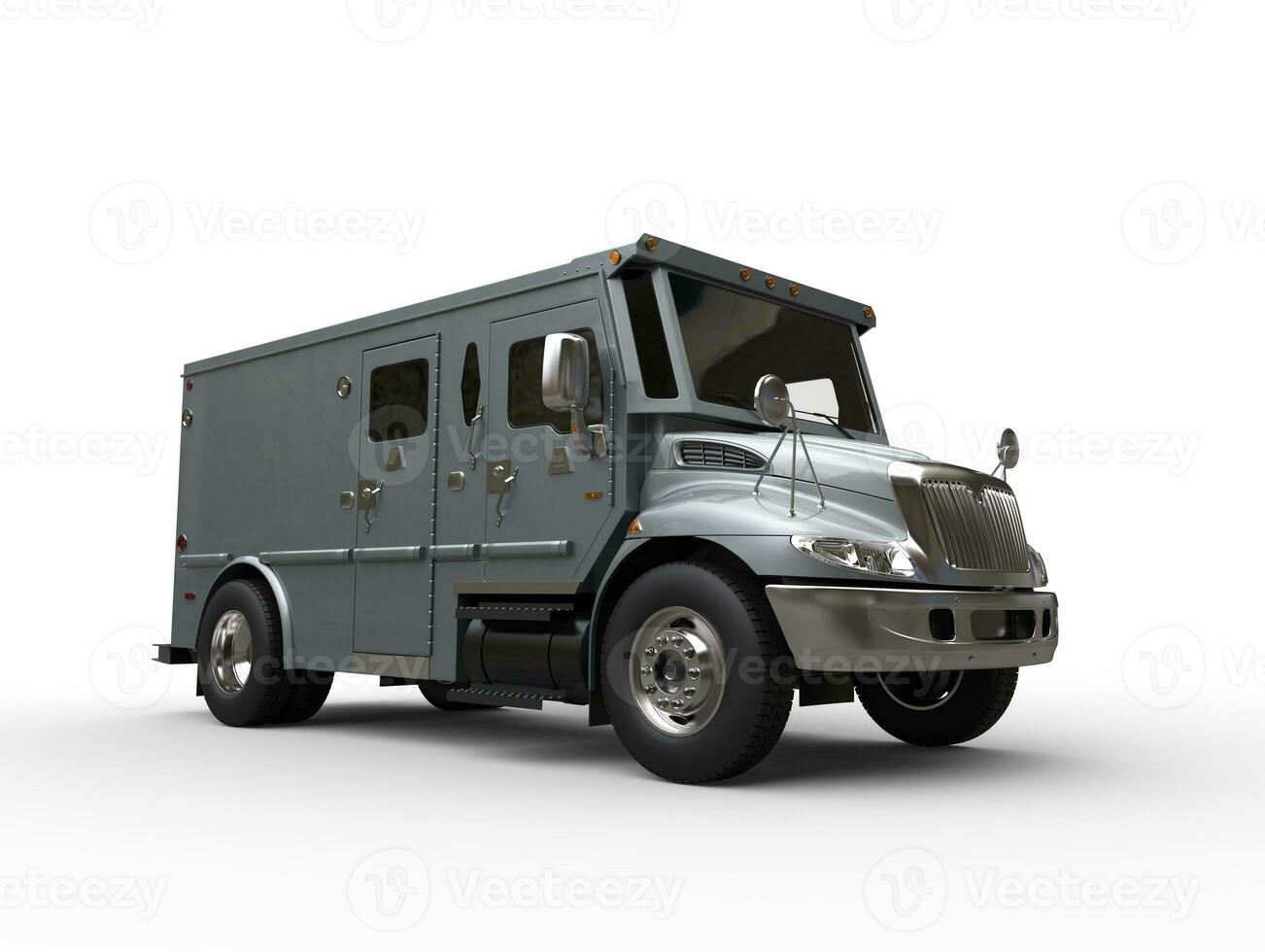 Armored cash transport truck - blue silver photo