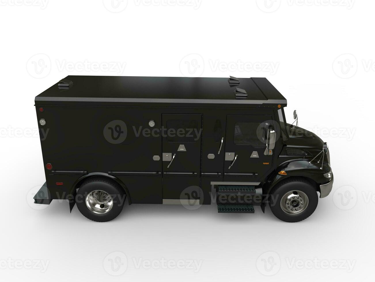 Black armored box truck - side view photo