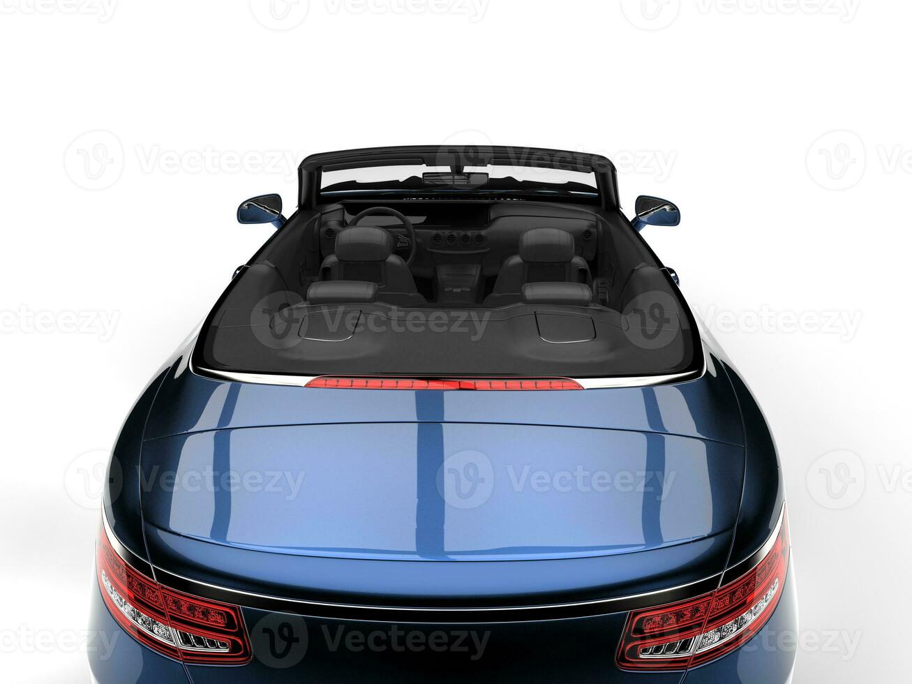 Metallic blue modern luxury convertible car - back view cut shot photo