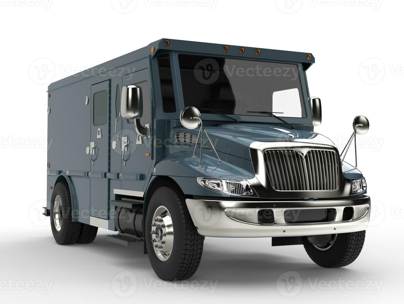 Navy blue armored transport car photo