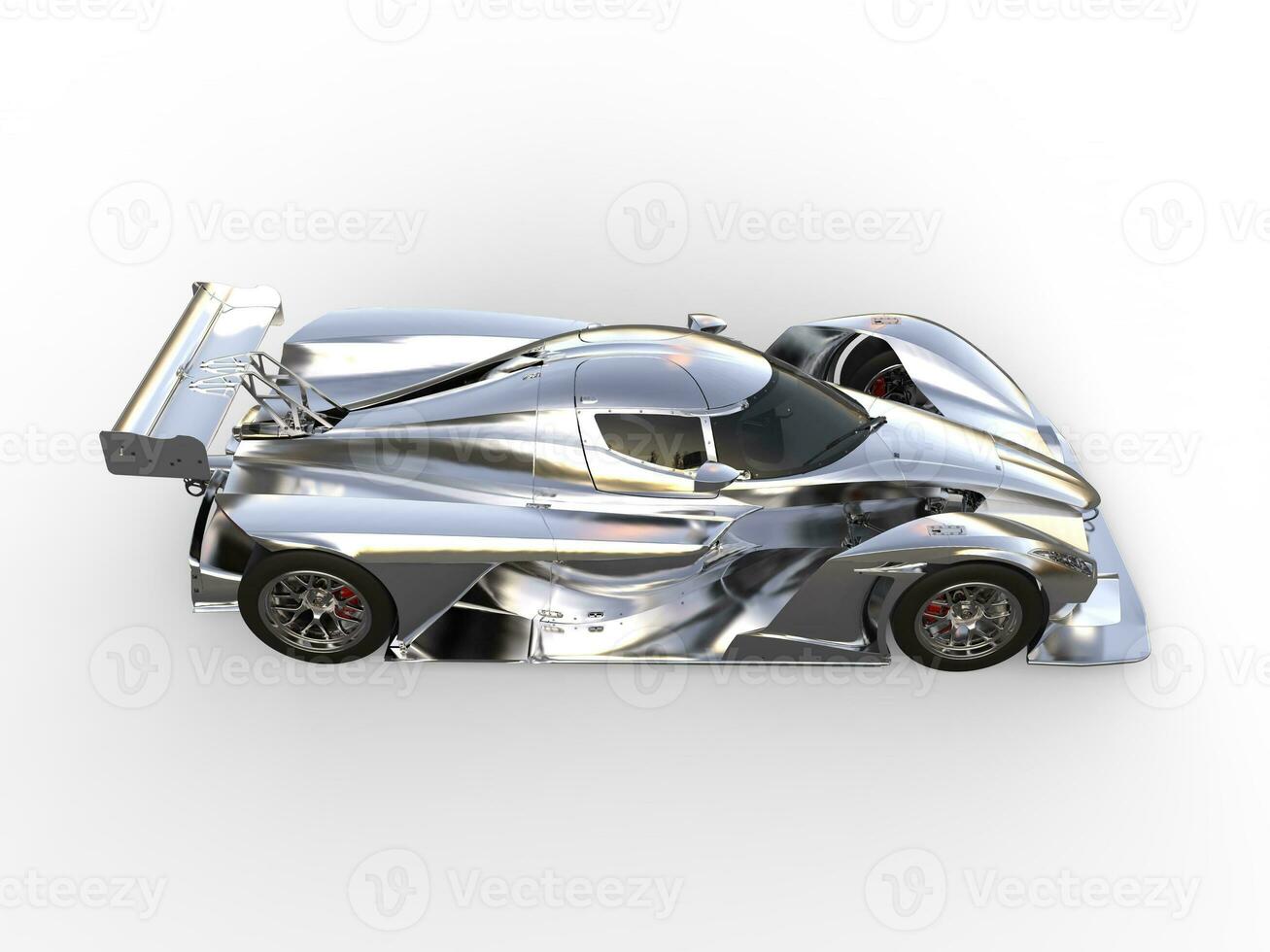Metallic modern super sports car - top down side view photo