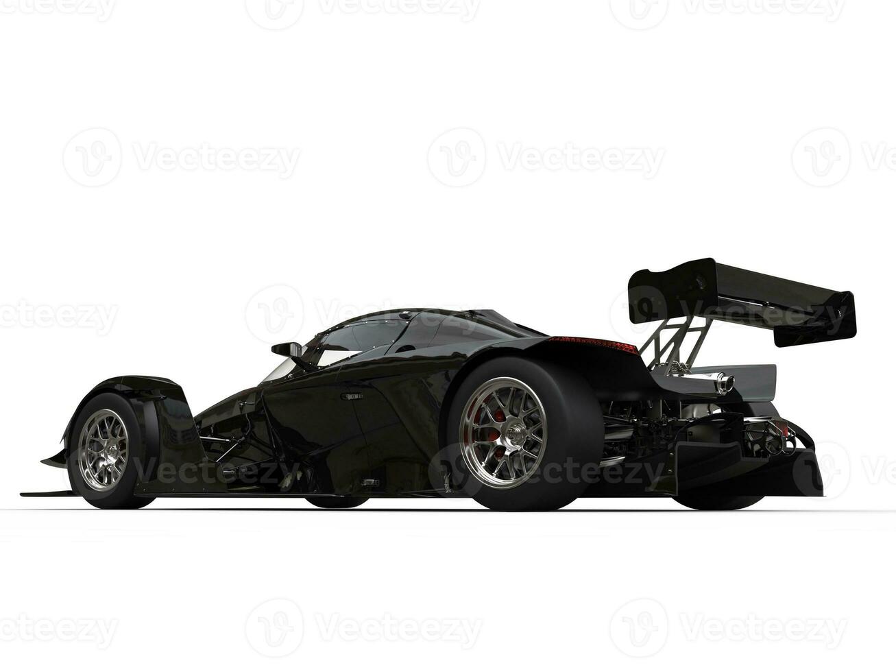 Modern shiny black super sports race car - rear side view photo