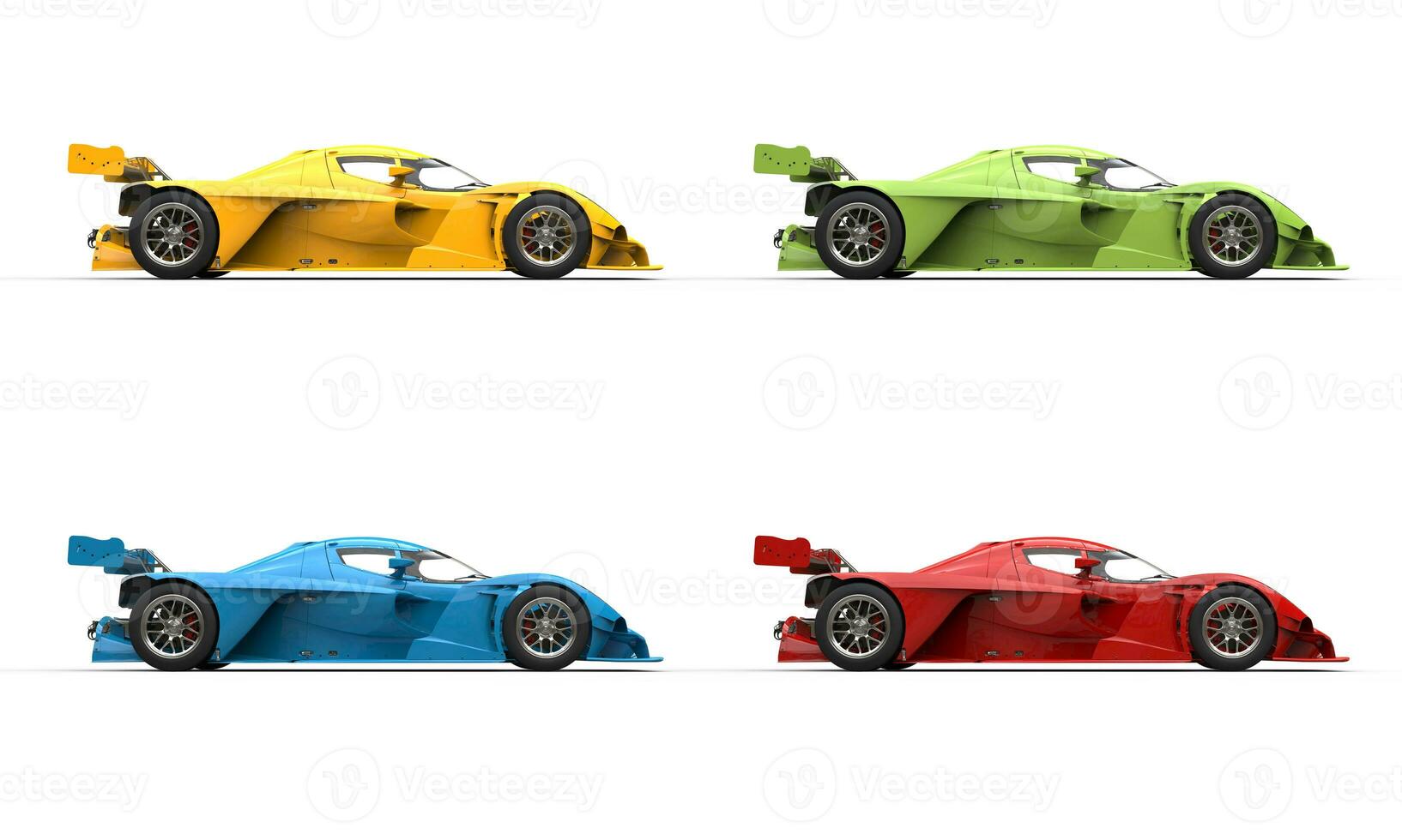 Super sports cars  in red, green, blue and yellow photo