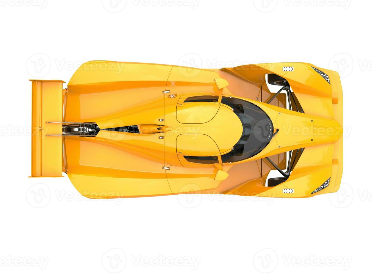 Burning yellow modern super sports car - top down view photo