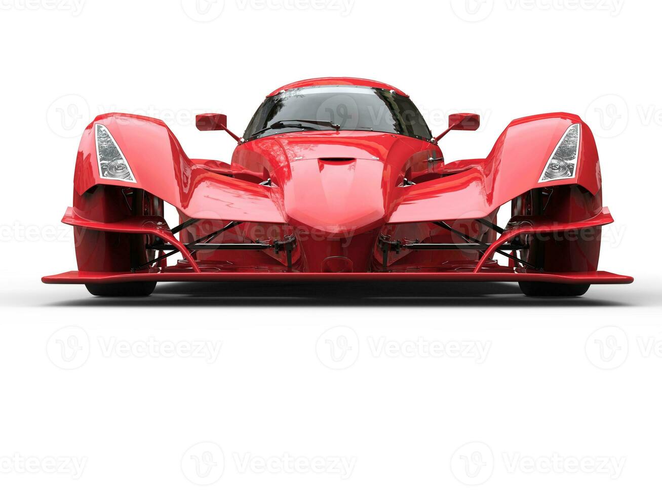 Angry red super race car - front view photo