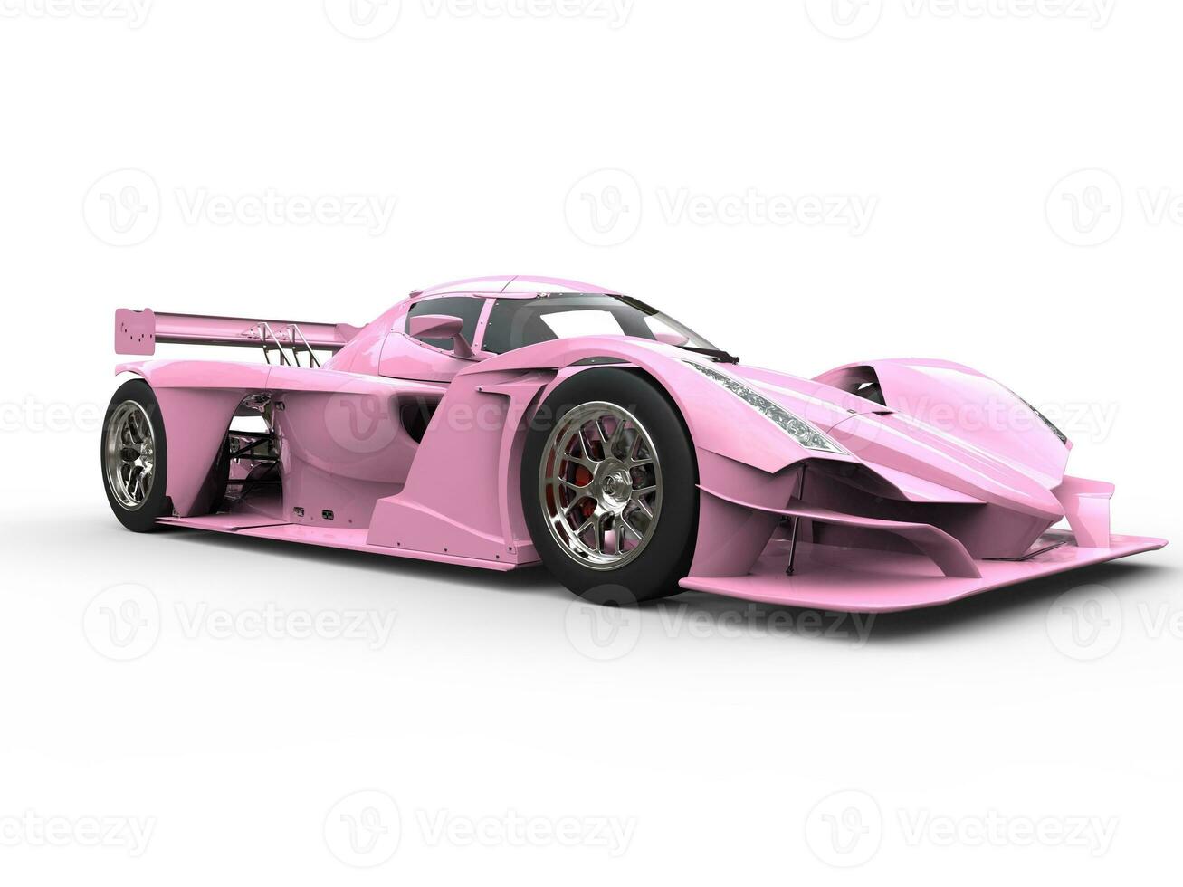 Gentle pink super sports race car - beauty shot photo