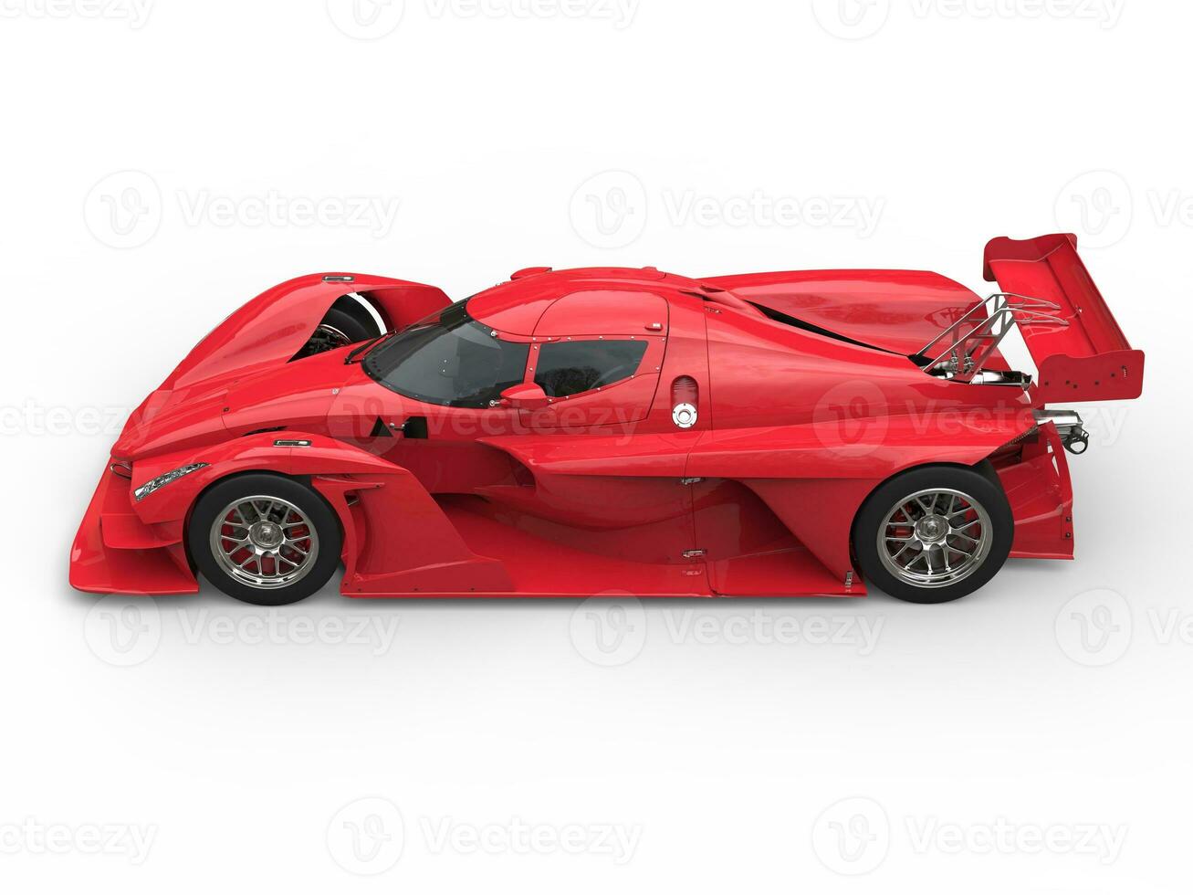 Angry red super race car - top down side view photo