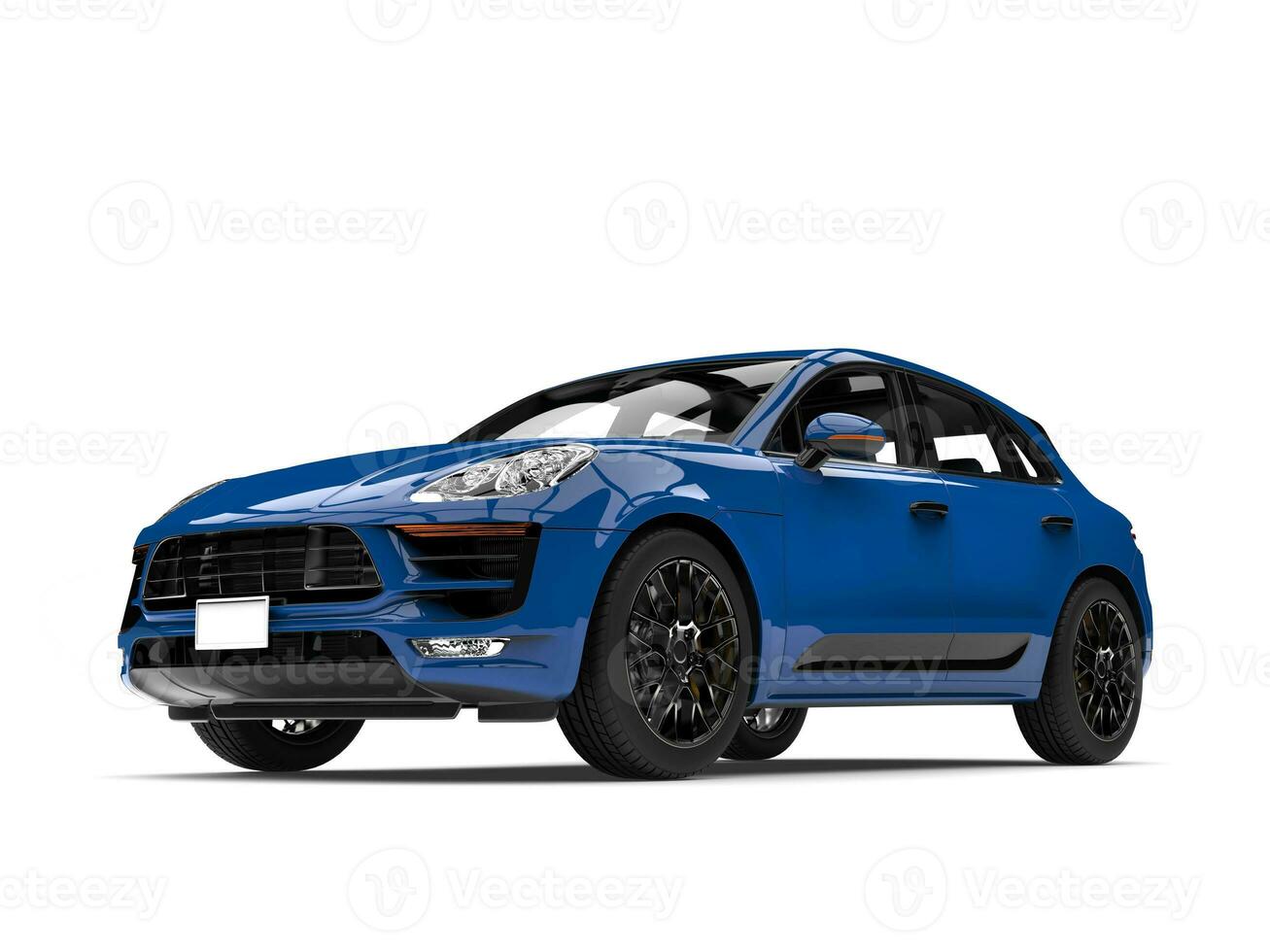 Modern blue family car - front low angle shot photo