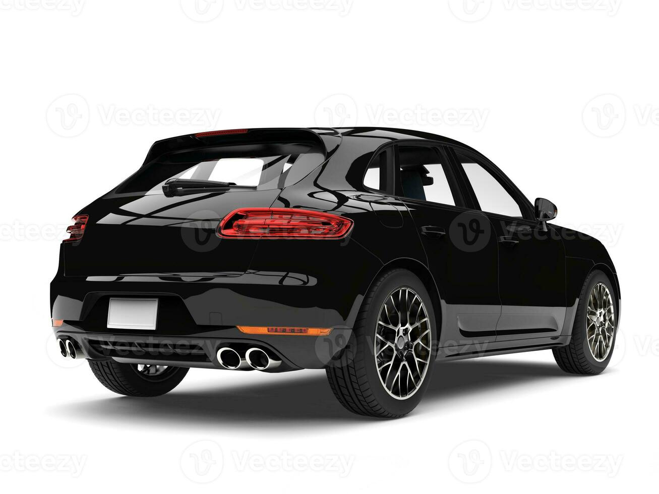Cool modern family car - shiny black - rear view photo