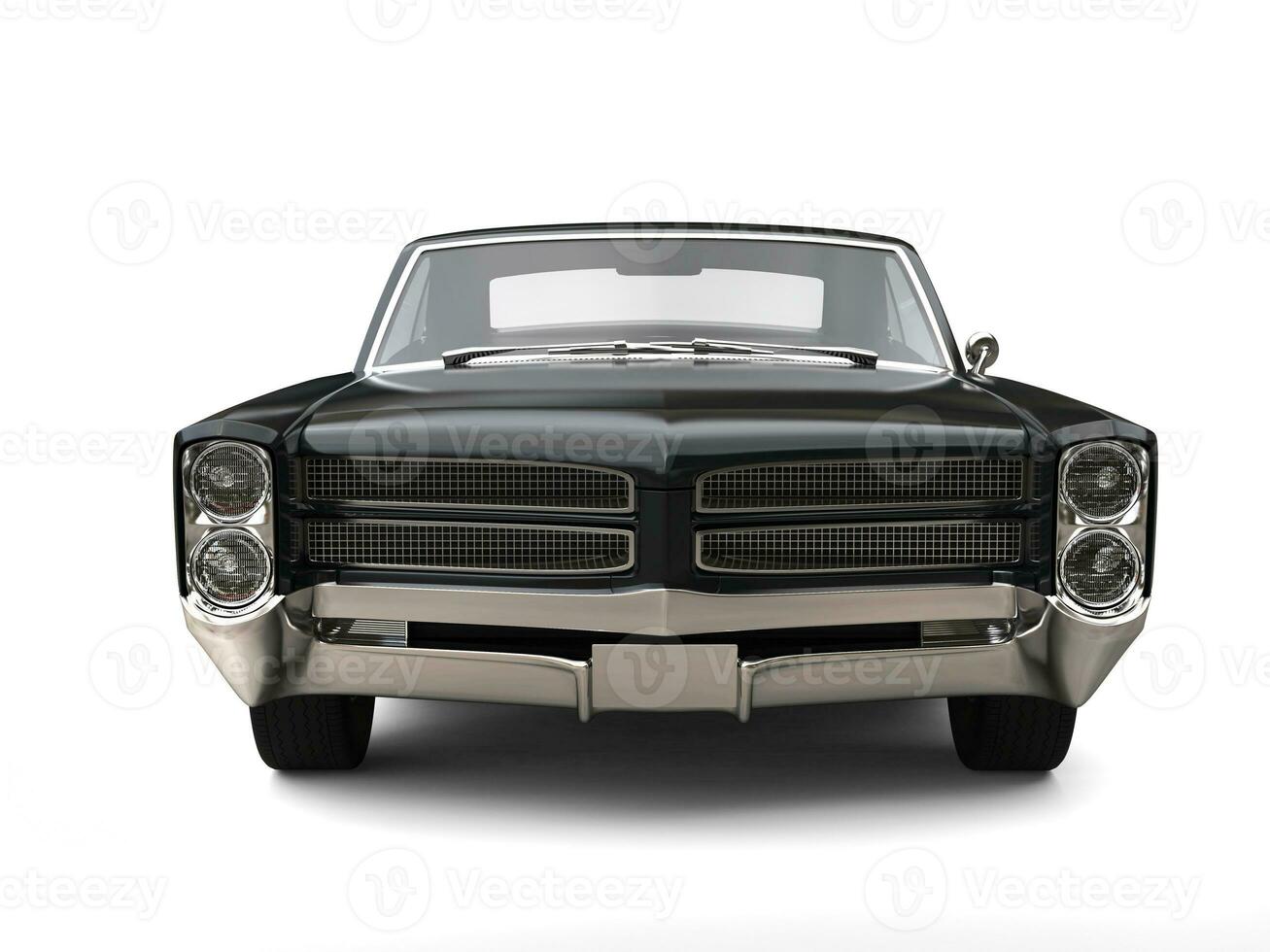 Powerful black vintage car - front view photo