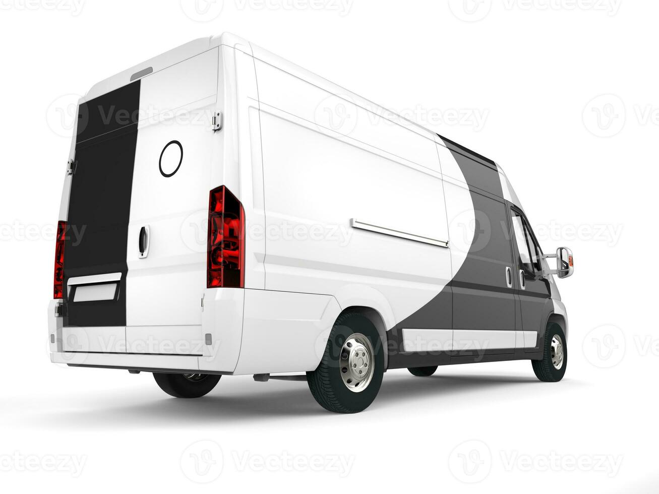 Black and white delivery van - rear view photo