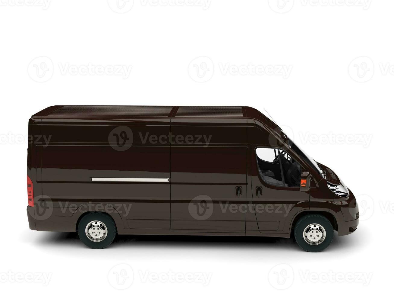 Dark brown delivery van - side view photo