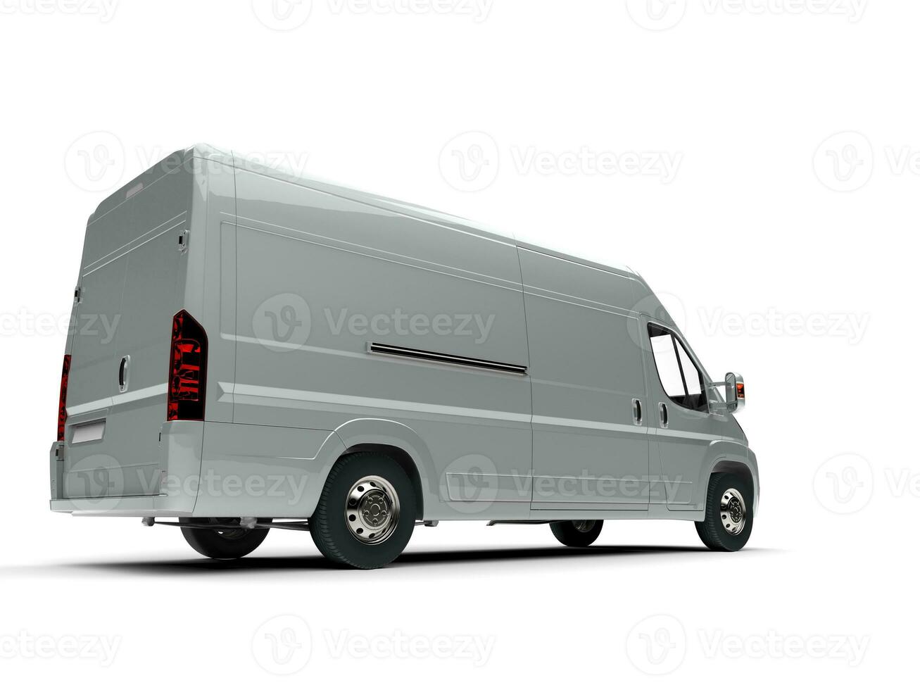 Dark metallic silver delivery van - back view photo