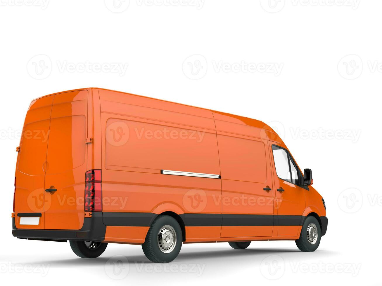 Orange delivery van - rear view photo