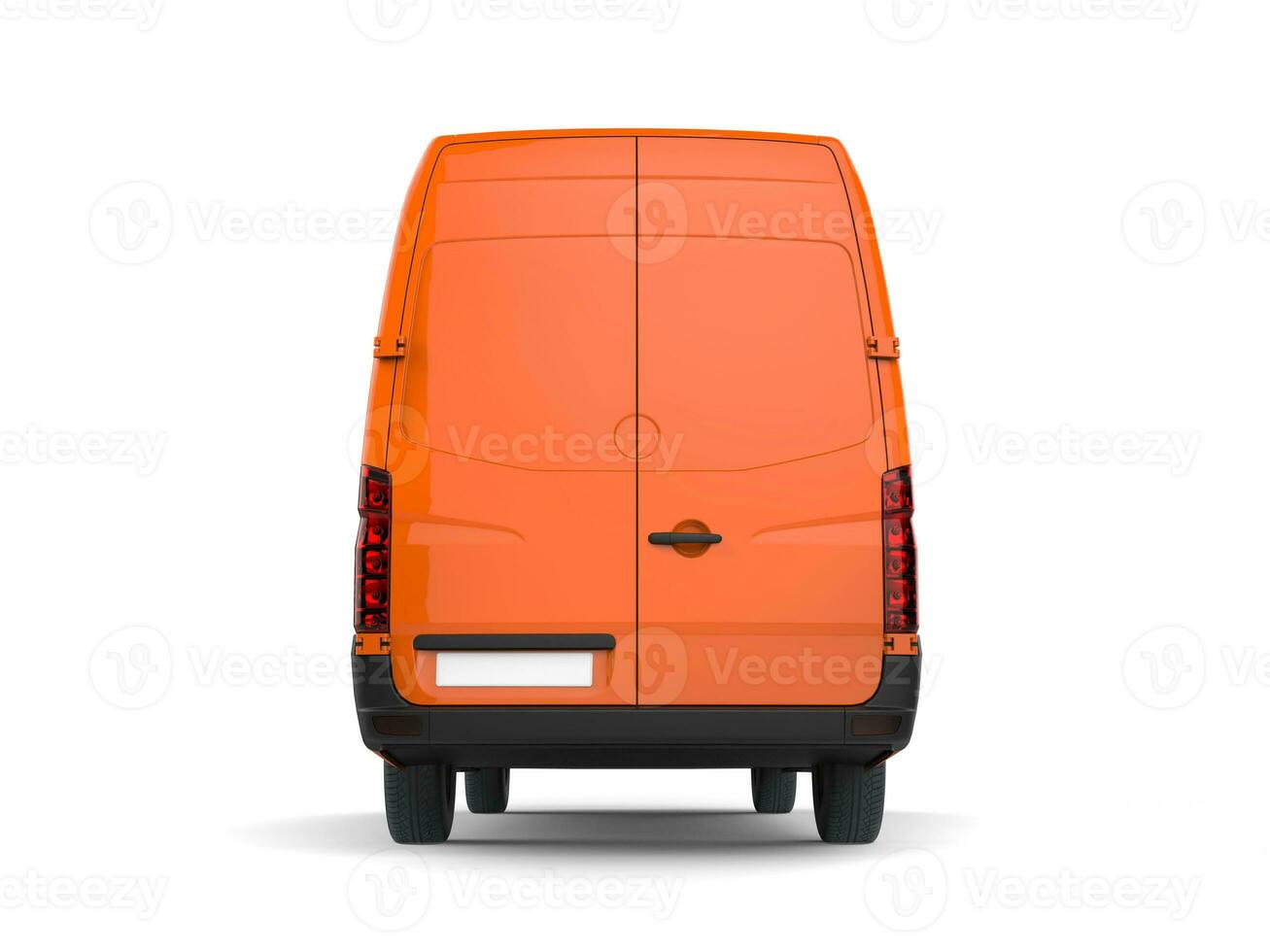 Orange delivery van - back view photo