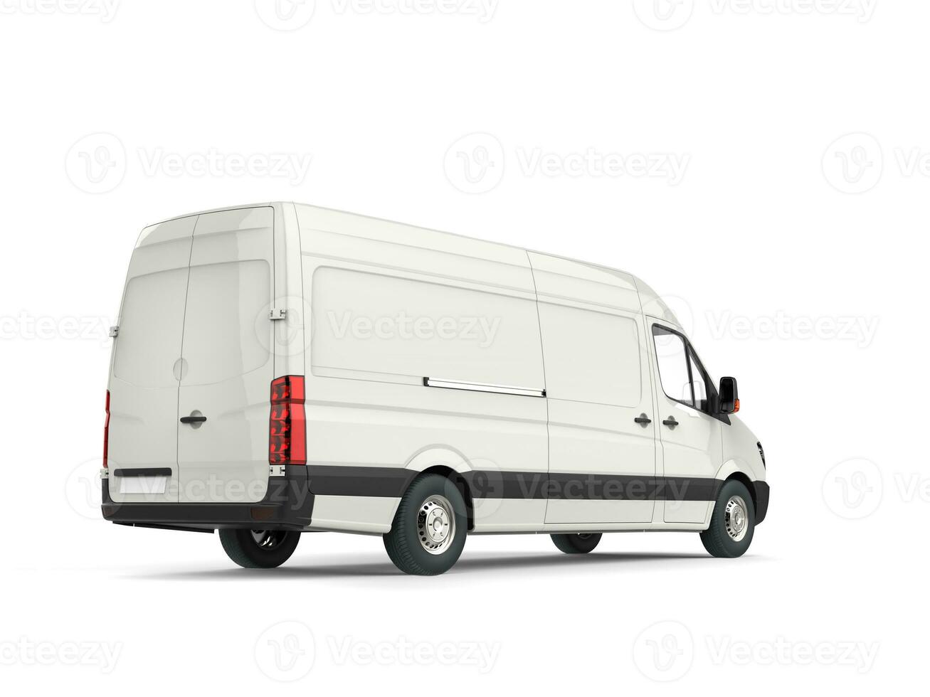 Clean white modern delivery van - rear view photo