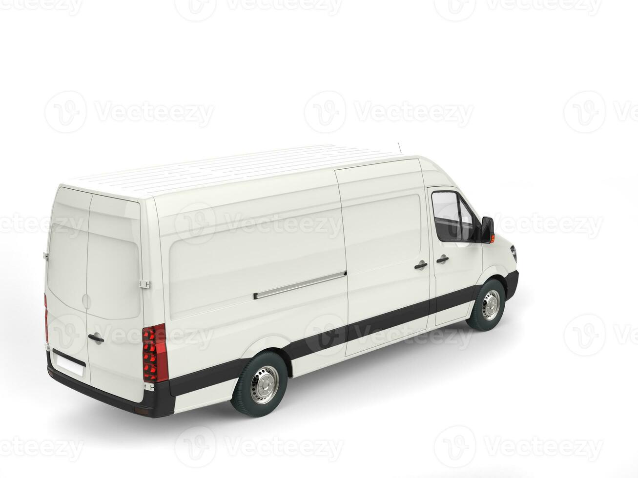 Clean white modern delivery van - top down view photo