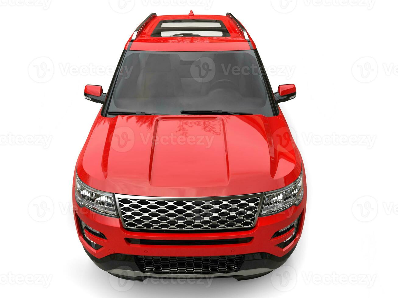 Modern big red SUV - closeup shot photo