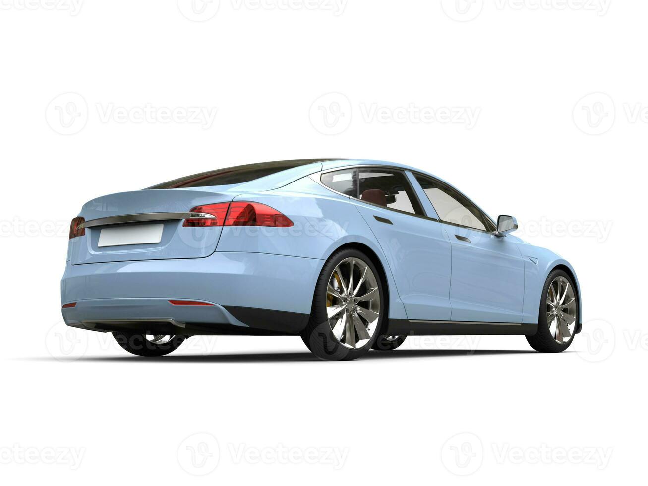 Pastel blue modern electric sports car - back view photo