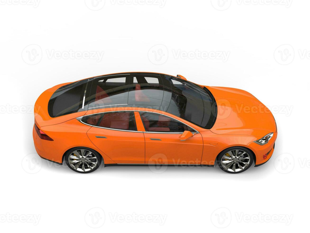 Fresh orange modern electric sports car with glass roof photo