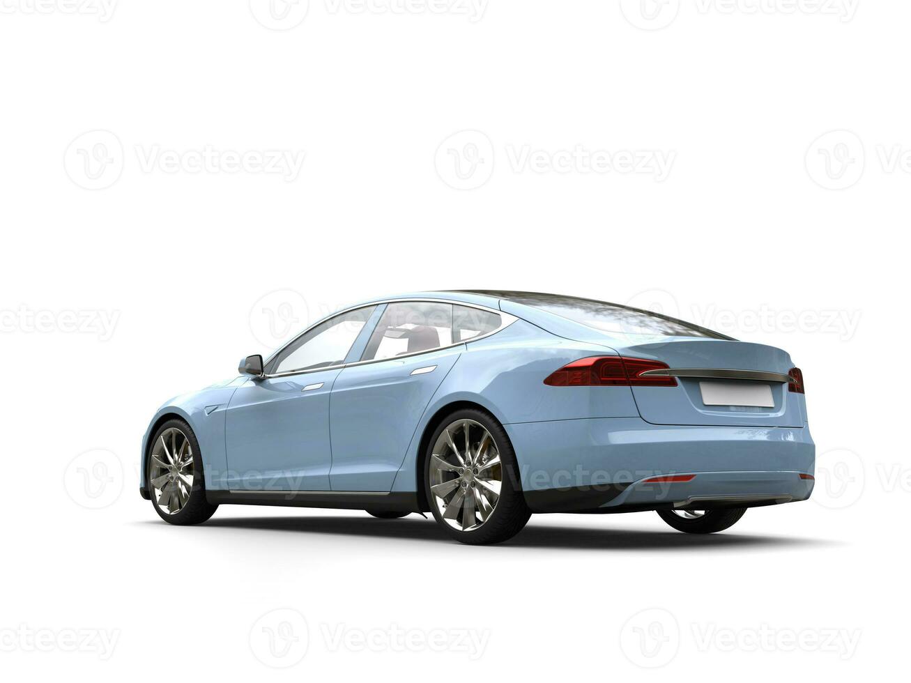 Pastel blue modern electric sports car - rear view photo