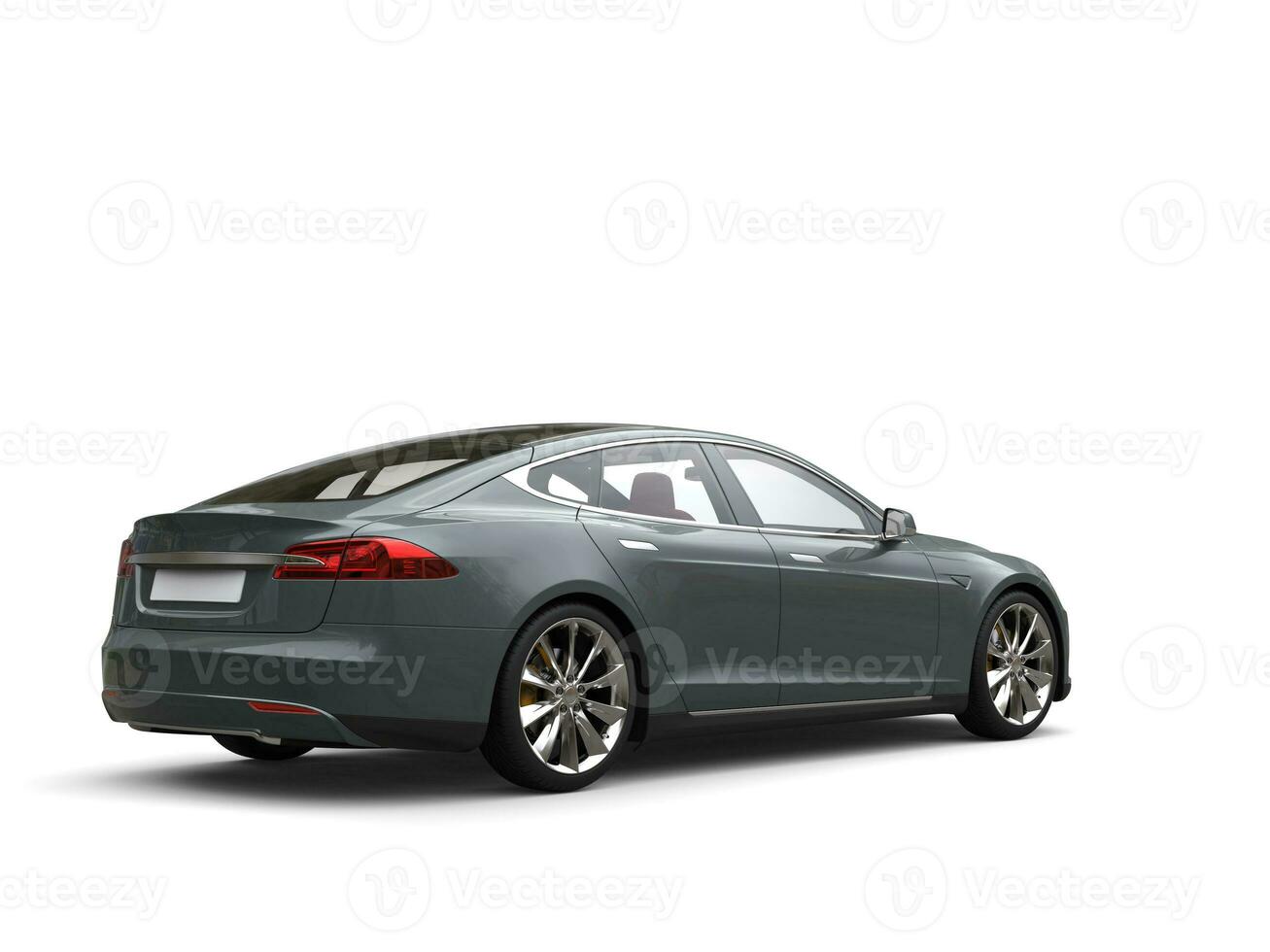 Slate gray modern electric  sports car - tail side view photo
