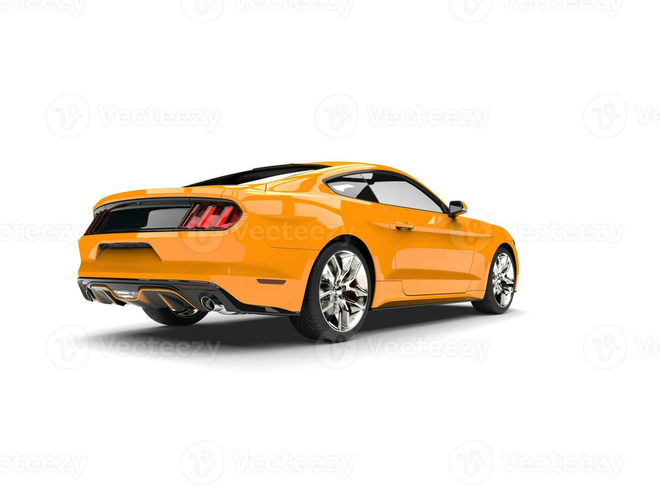 Warm orange modern sports muscle car - back view photo