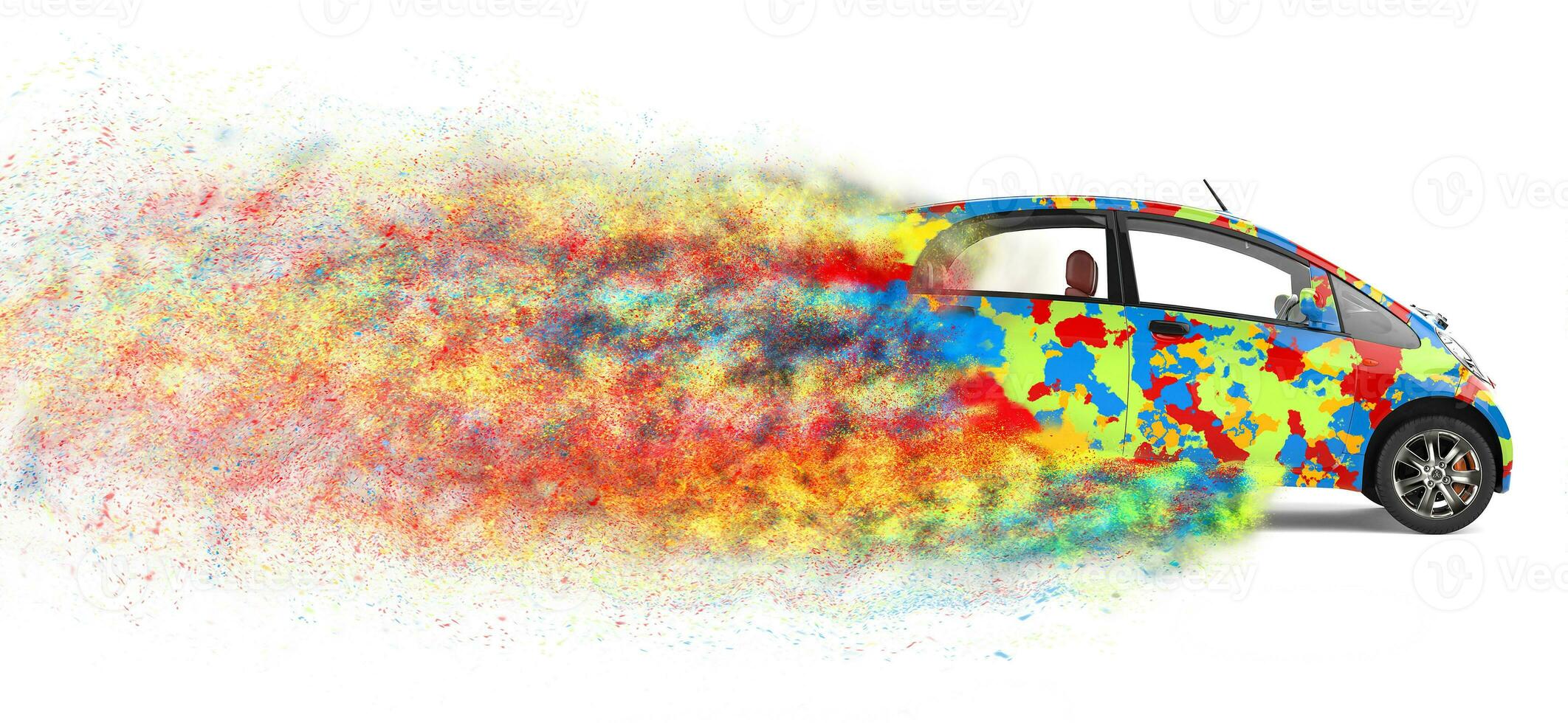 Colorful small economic electric car - particle FX photo