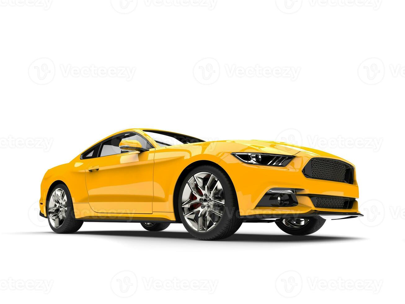 Yellow modern super muscle car - low angle shot photo