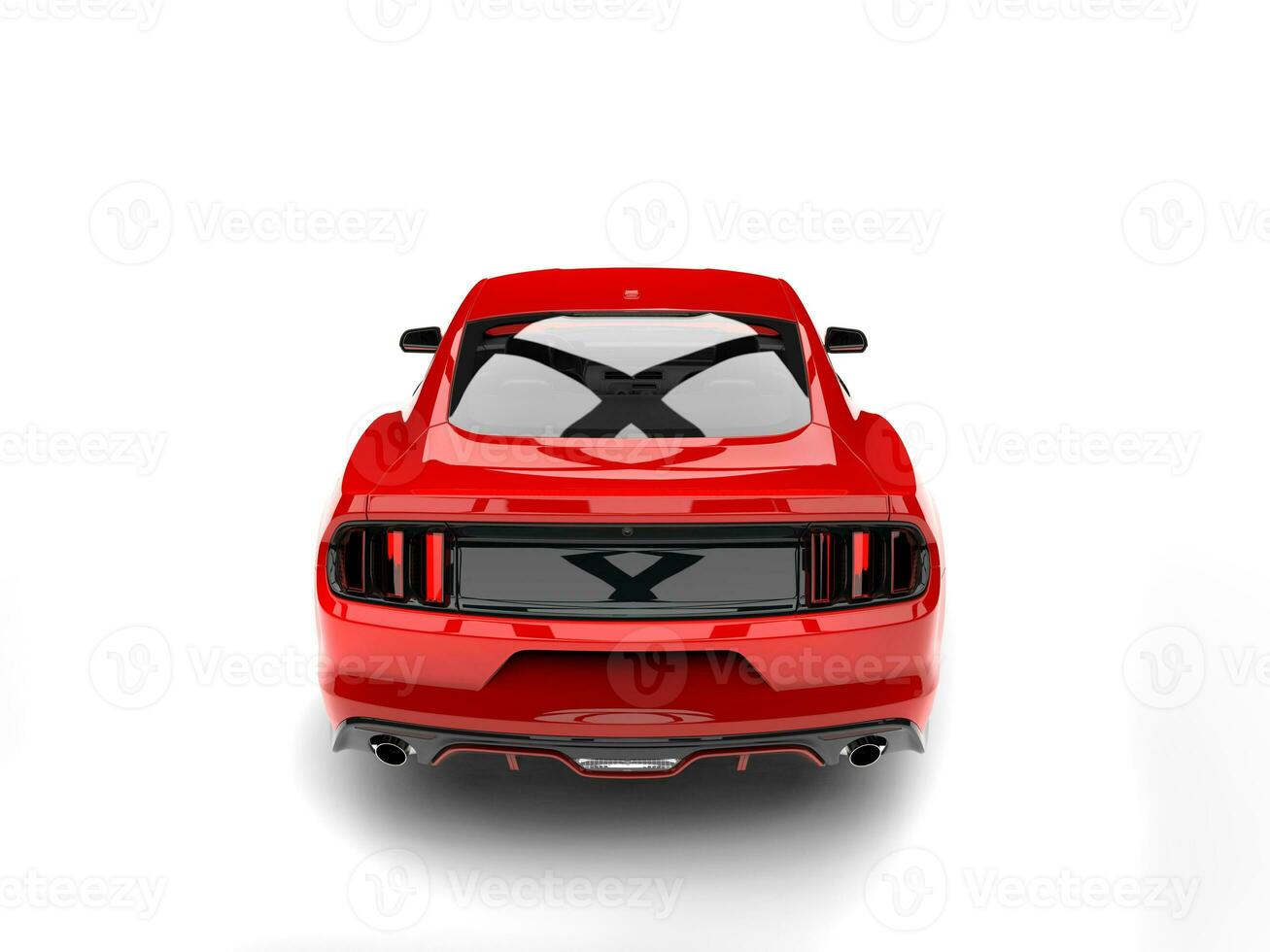 Dark crimson red modern sports muscle car - back view photo