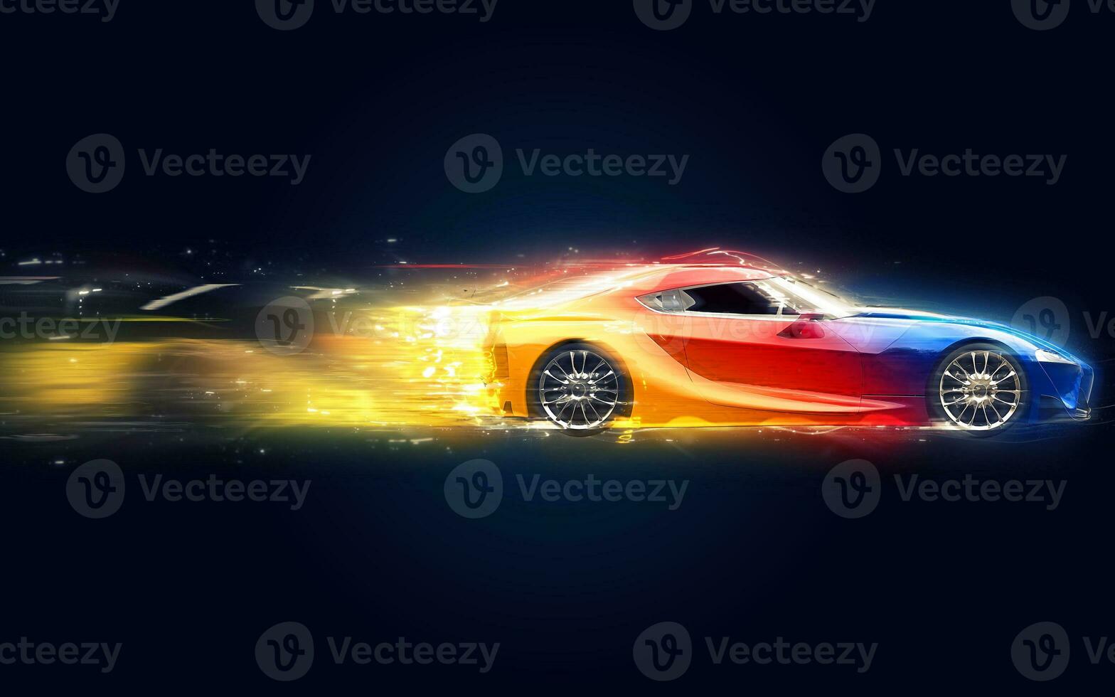 Elegant multicolor super sports car - starglow trails photo