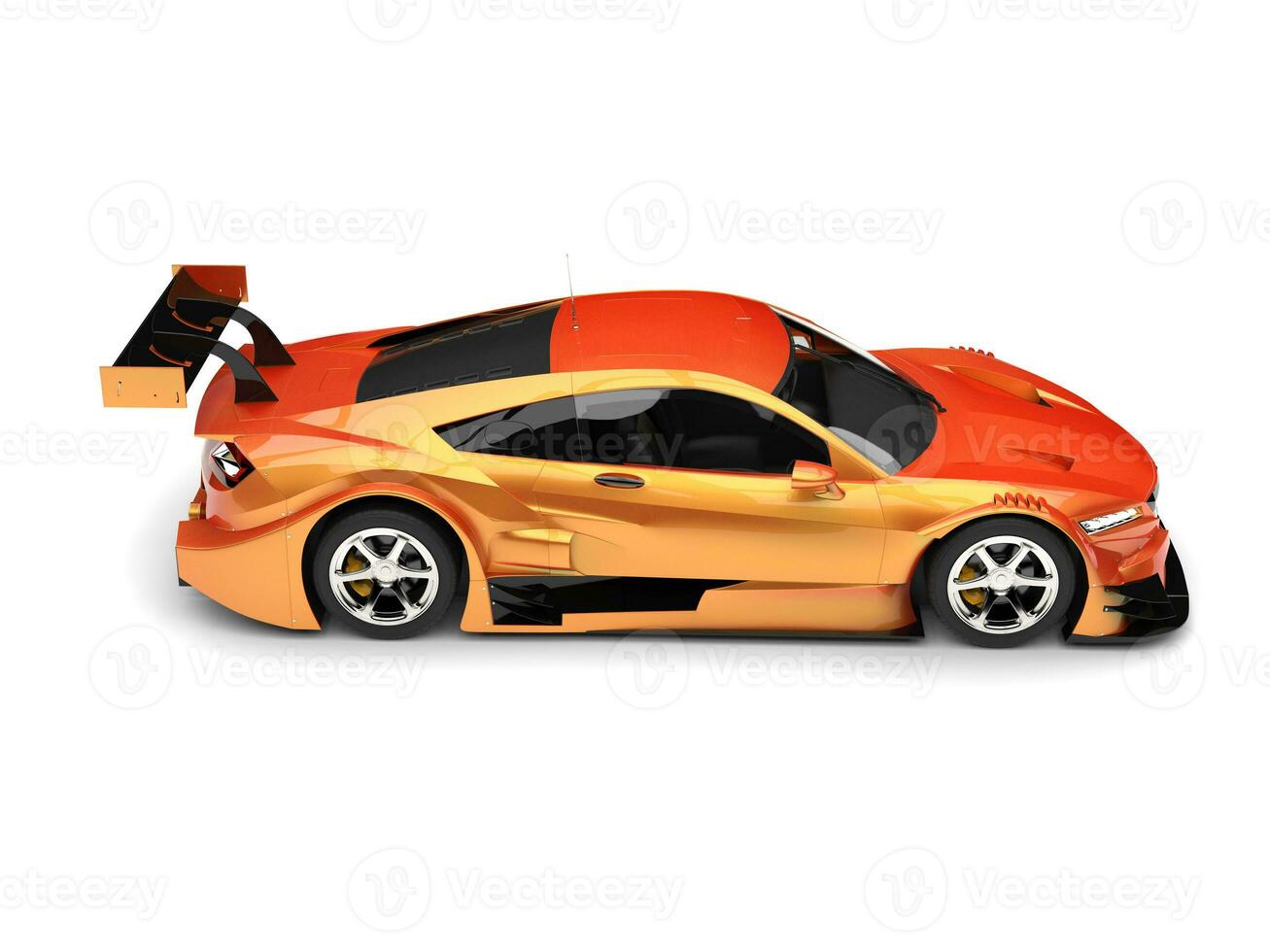 Orange pearlescent modern super sports car - side view photo