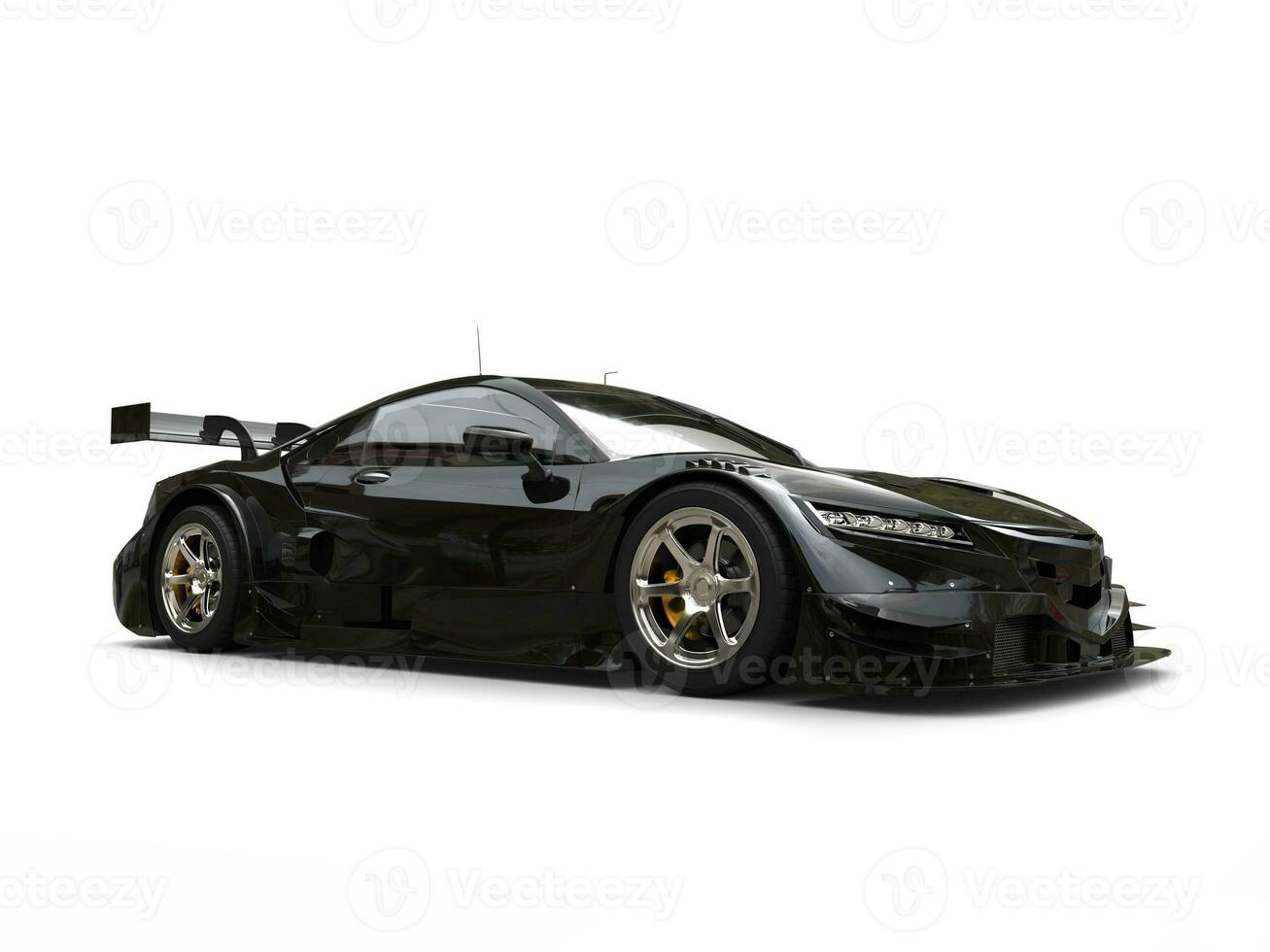 Shiny black sports super car - beauty shot photo