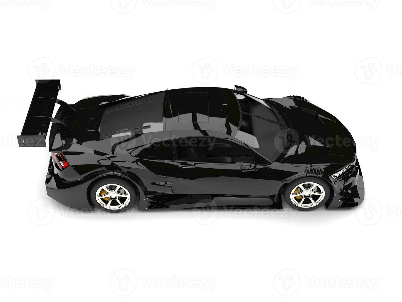Cool black sports super car - top down view photo