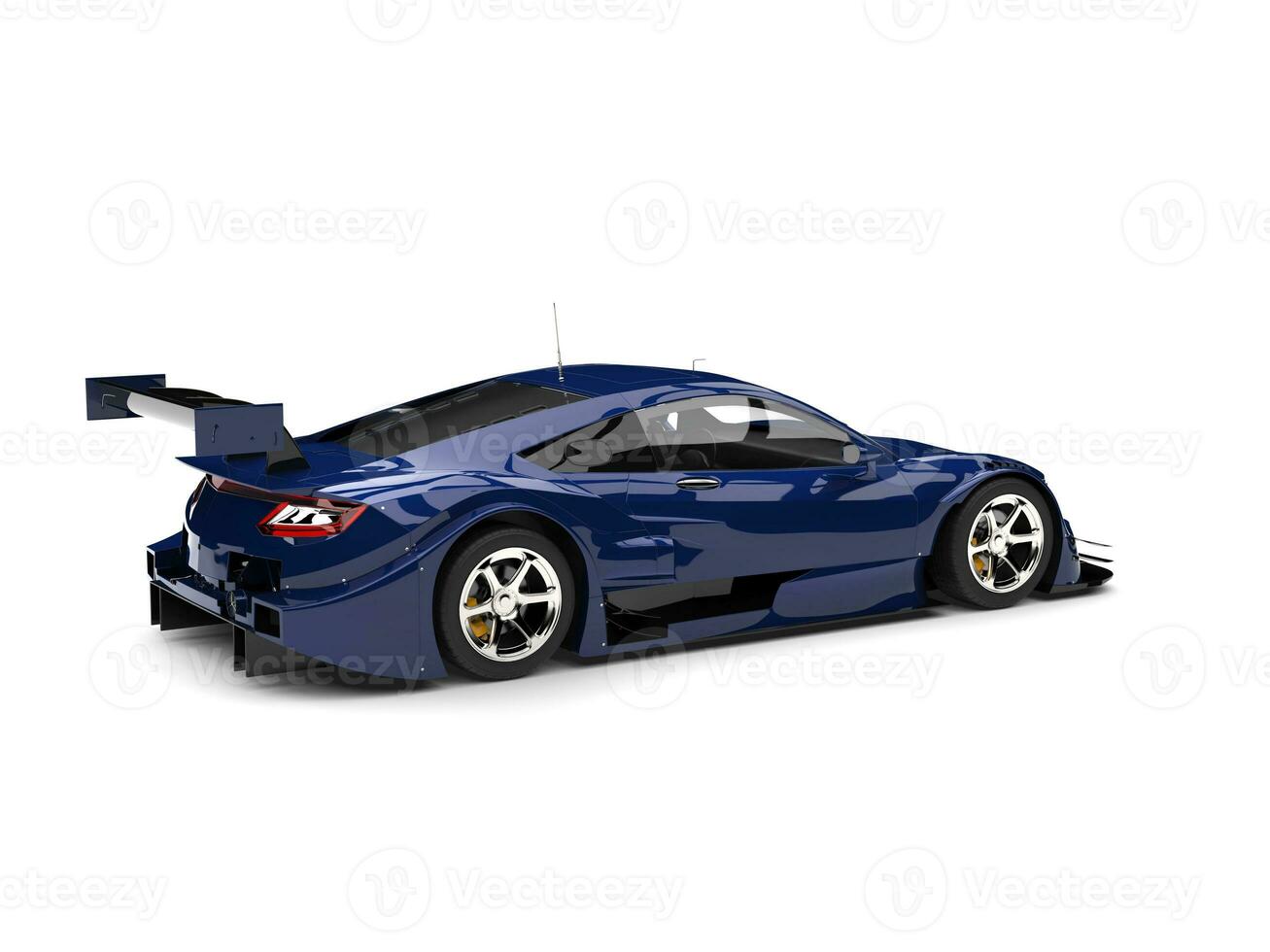 Deep blue modern super race car - rear side view photo