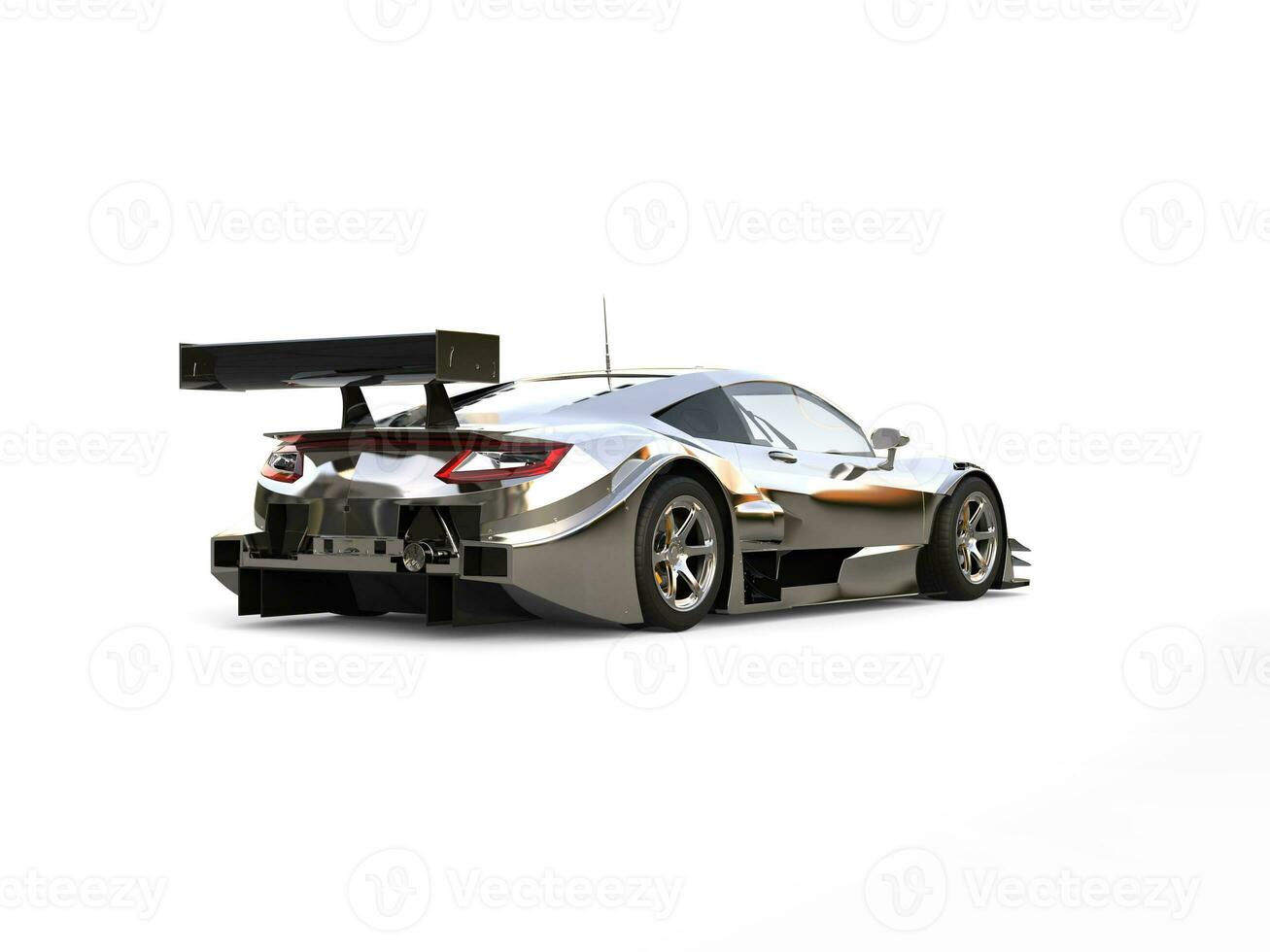 Chrome modern super race sports car - tail view photo