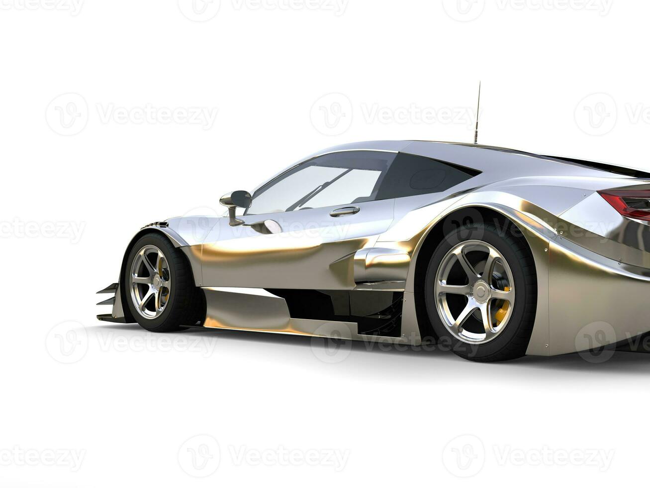 Chrome modern super race sports car  - rear wheel cut shot photo