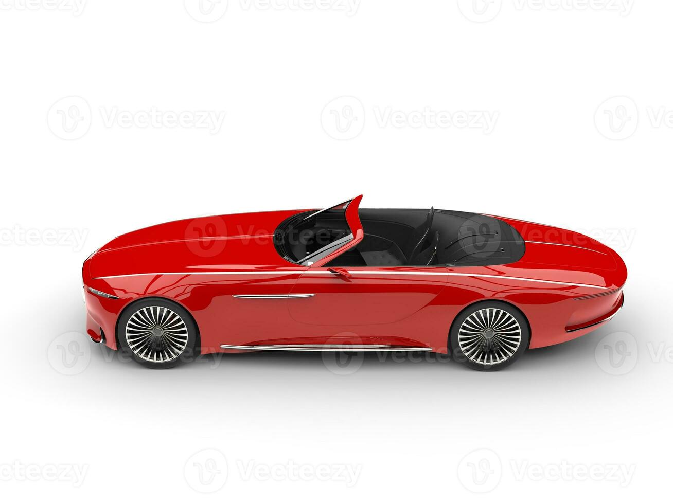 Bright red modern cabriolet concept car - side view photo