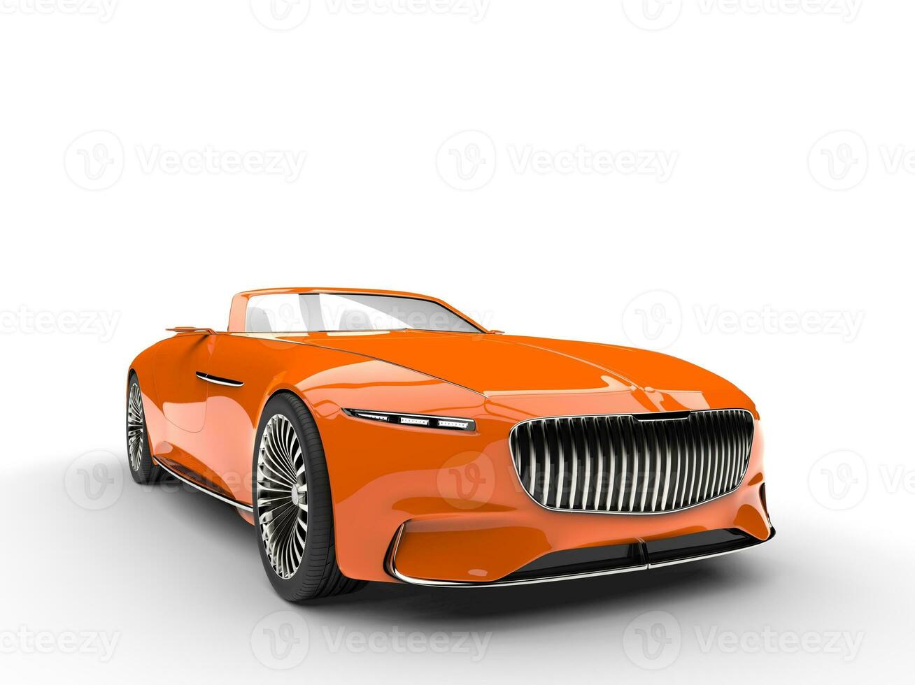 Racing orange modern cabriolet concept car - front view closeup shot photo