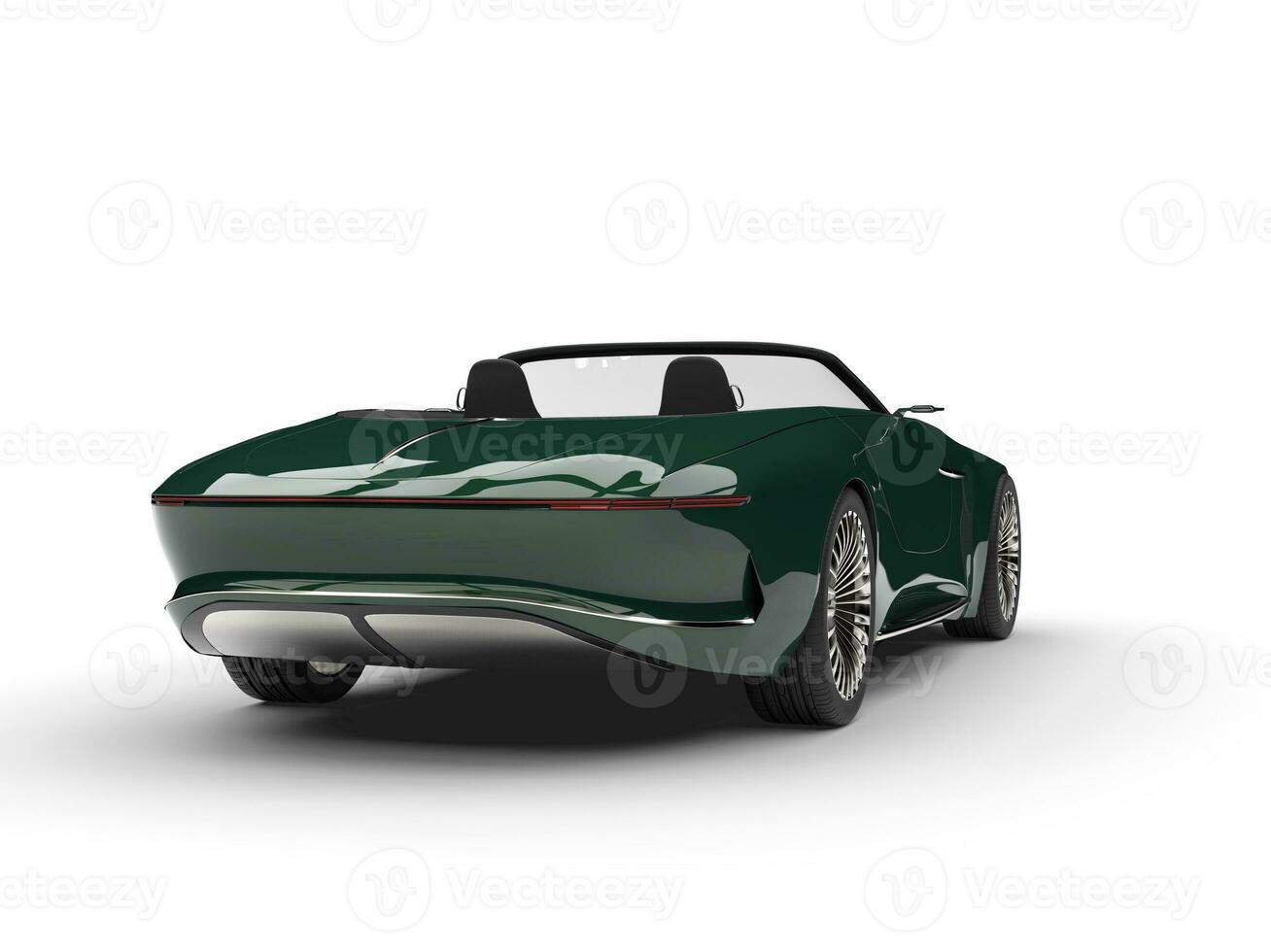 Deep jungle green modern convertible concept car - back view photo