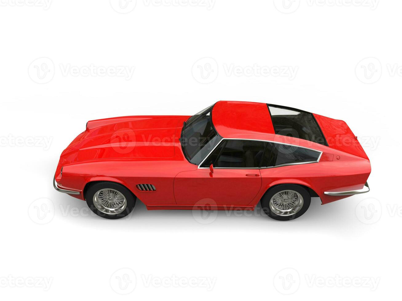 Vintage red fast car - top down side view photo