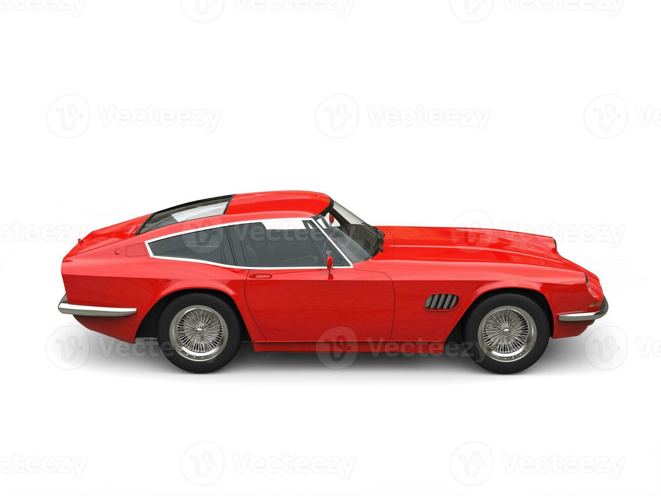 Vintage red fast car - top side view photo