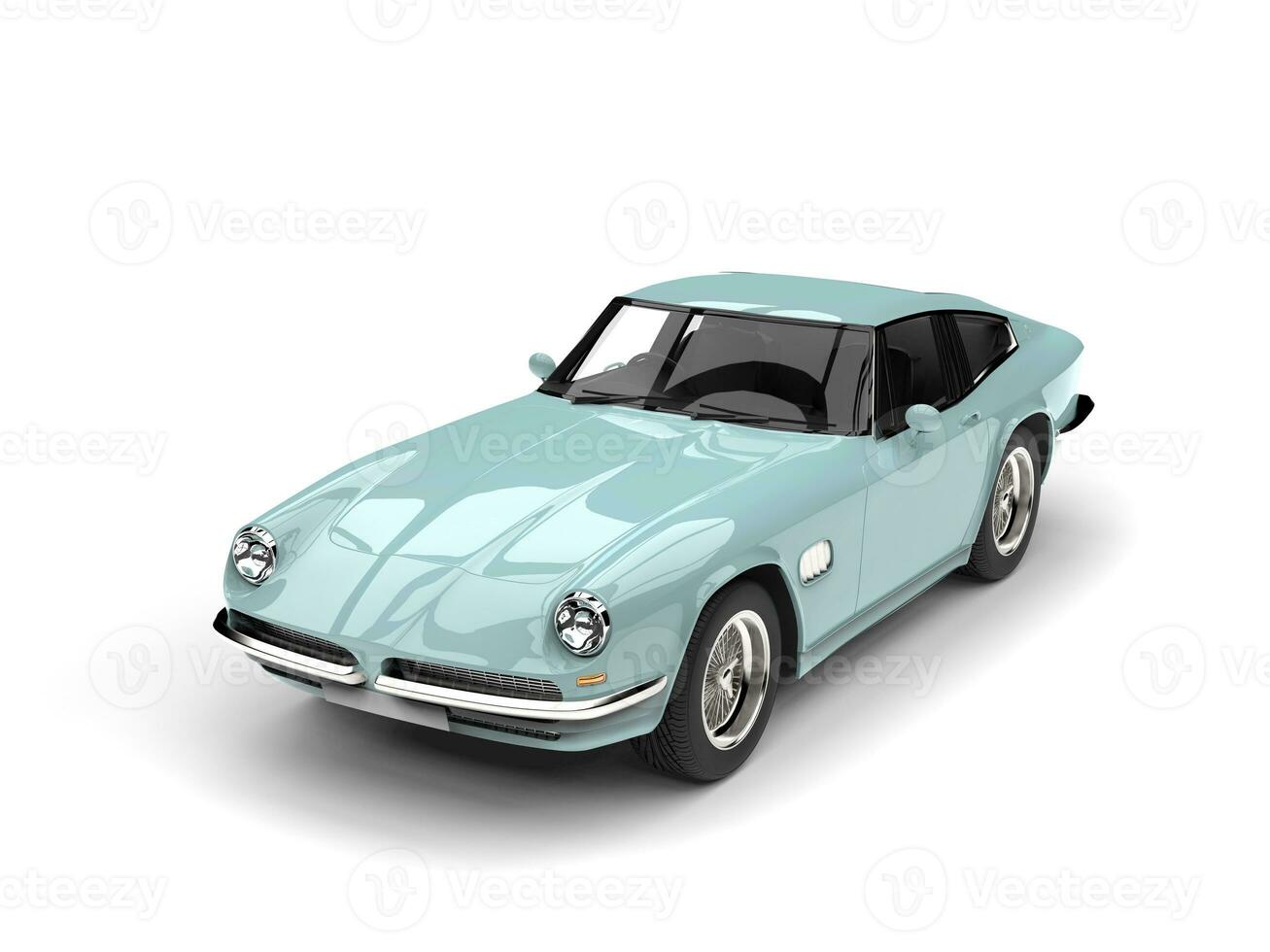 Pale blue vintage fast car - top down view photo