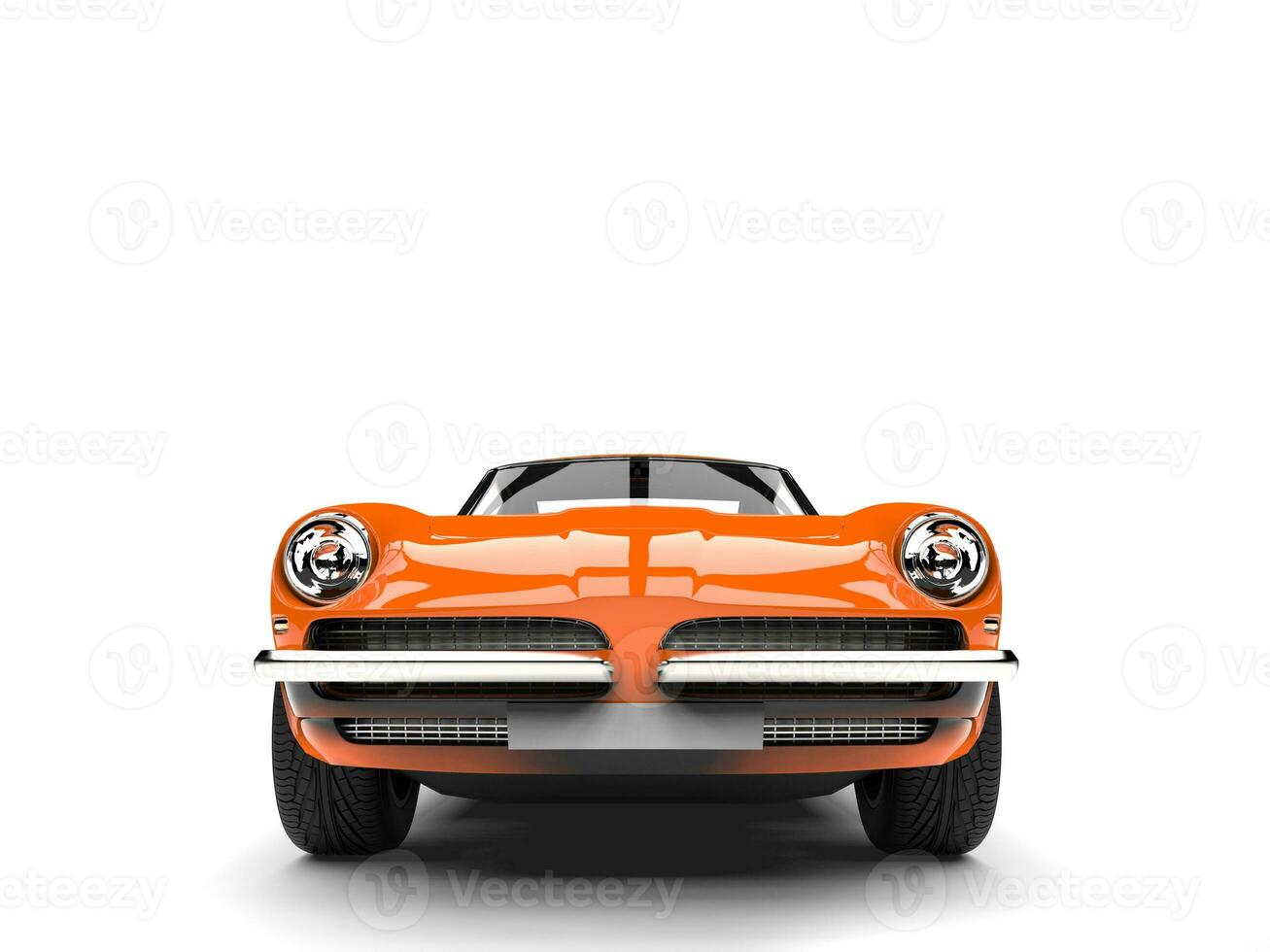 Dark orange vintage race fast car - front view photo