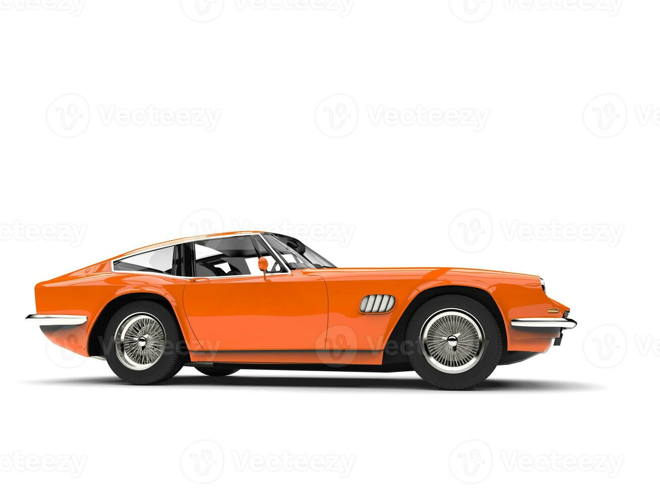 Dark orange vintage race fast car - side view photo