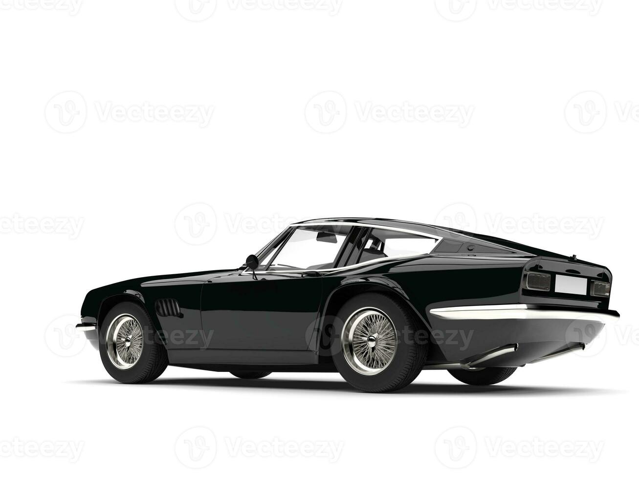 Eerie black vintage race car - tail side view photo