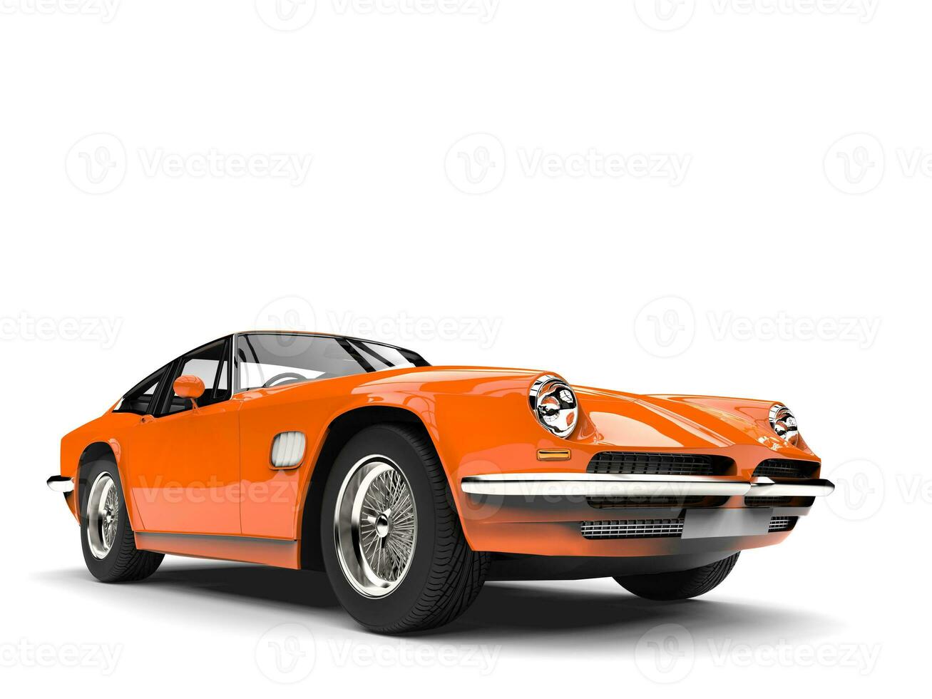 Dark orange vintage race fast car - front view closeup shot photo