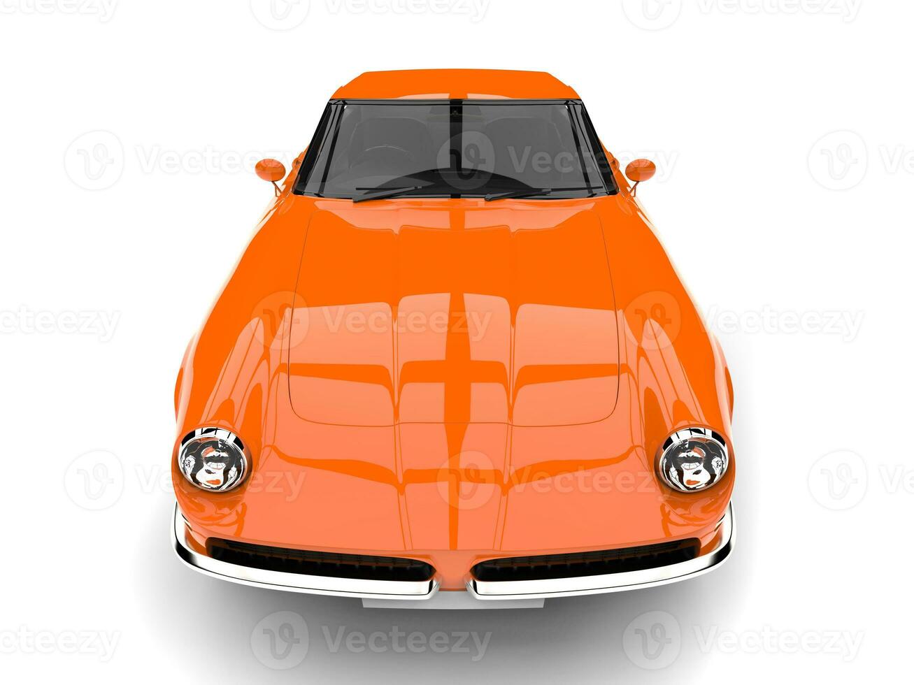 Dark orange vintage race fast car - top down front view photo