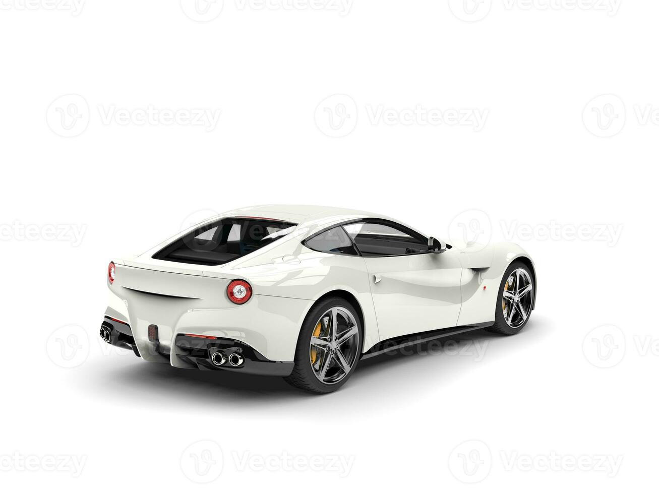 Shiny modern white fast concept car - rear view photo