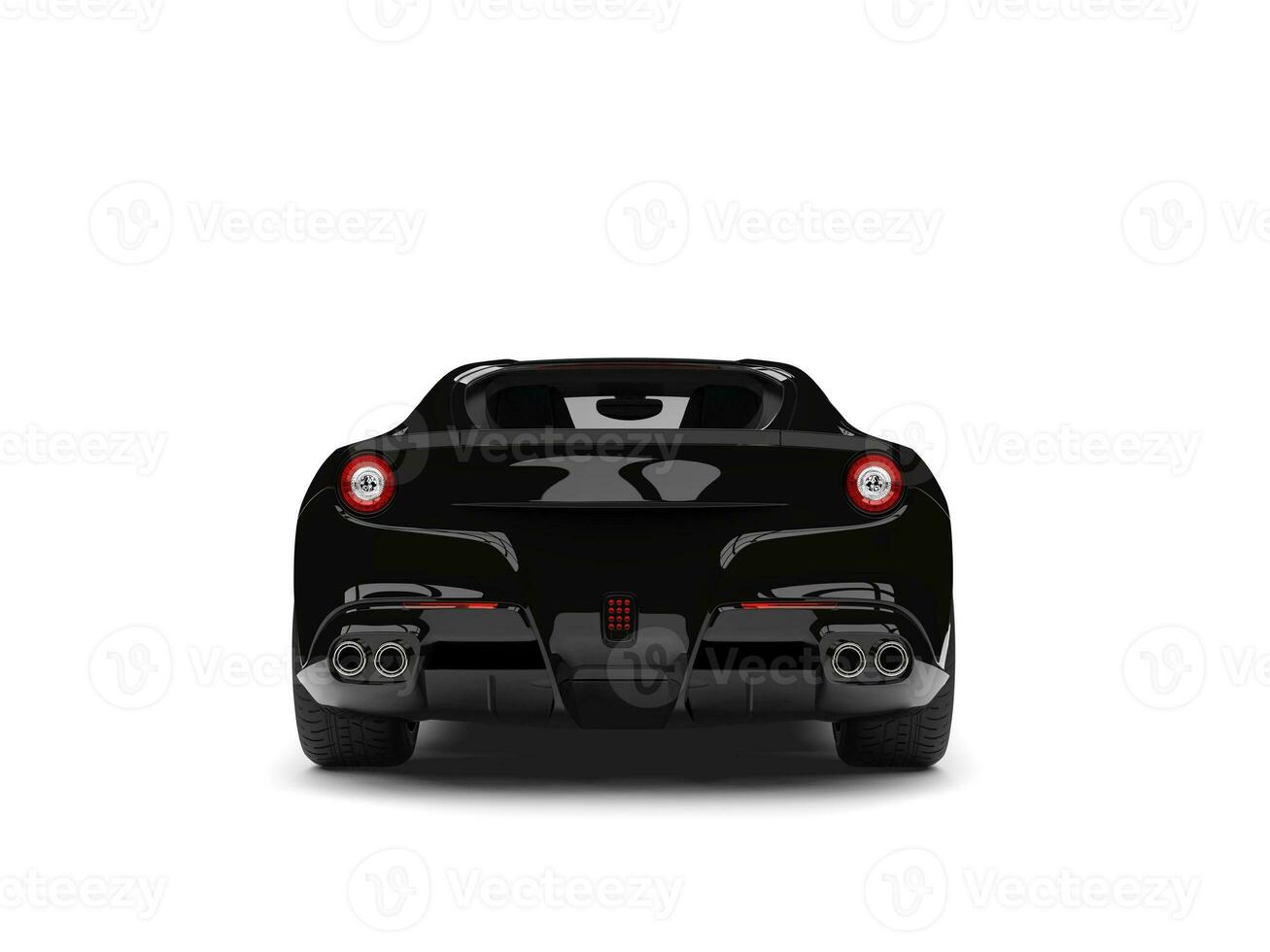Grim black modern sports concept car - back view photo